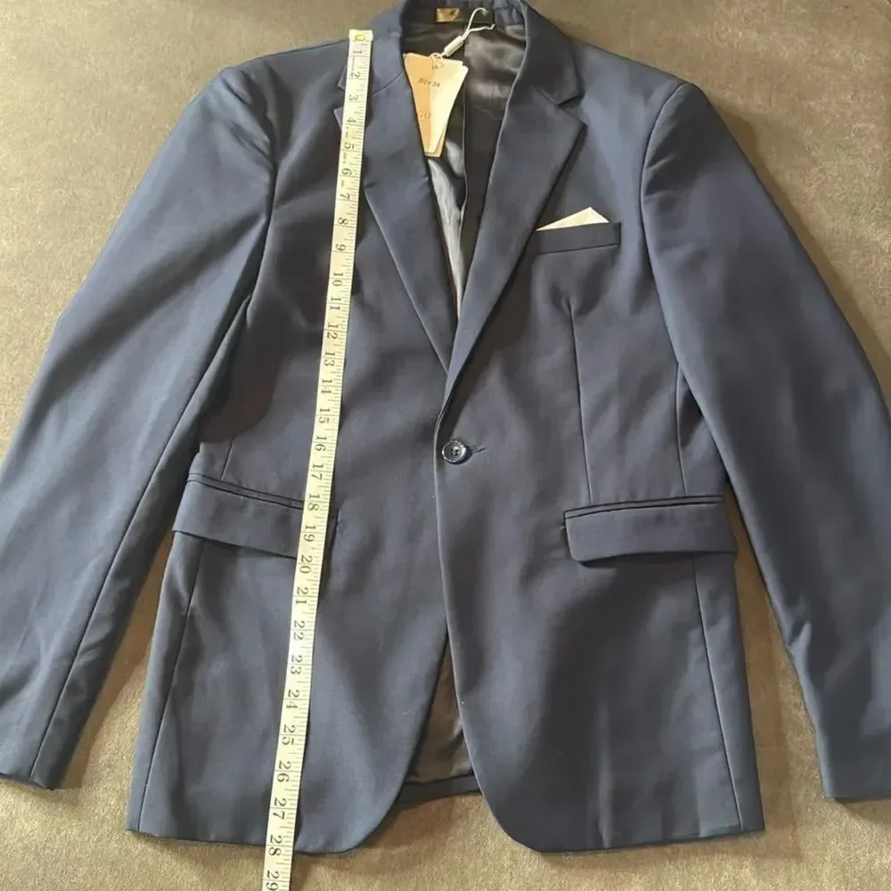 Men’s Dark Blue 2 Piece Formal Suit Notched Lapel Size 34 Jacket 31 Pants NEW